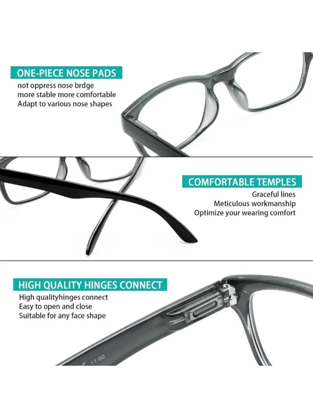 Colorful Blue Light Blocking Reading Glasses - 5 Pack, Spring Hinge, Unisex